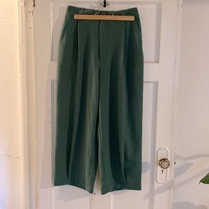 Wide leg green dress pant